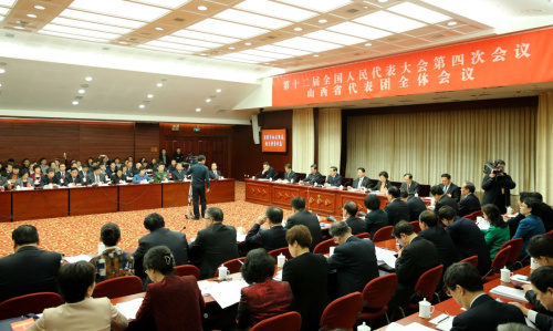 3月6日，十二屆全國人大四次會議山西代表團全體會議向媒體開放。新華社記者 陳建力 攝