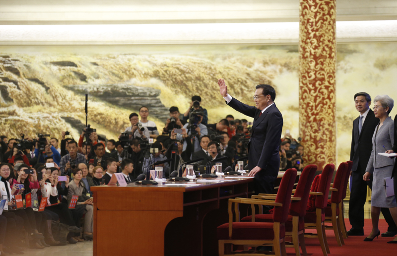 3月16日，國務院總理李克強在北京人民大會堂與中外記者見面，並回答記者提問。 新華社記者 呂迅 攝
