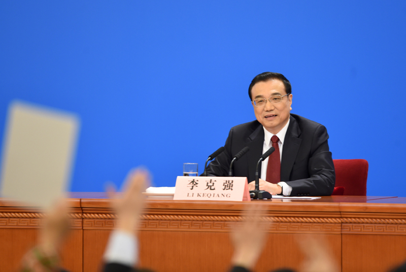 3月16日，國務院總理李克強在北京人民大會堂與中外記者見面，並回答記者提問。新華社記者 王曄 攝